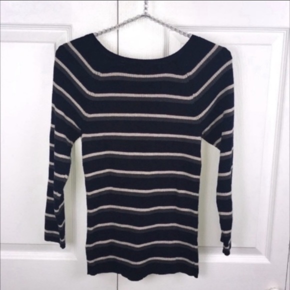Anthropologie Moth Small Blue Striped Ribbed Crewneck Sera Sweater - Picture 5 of 6